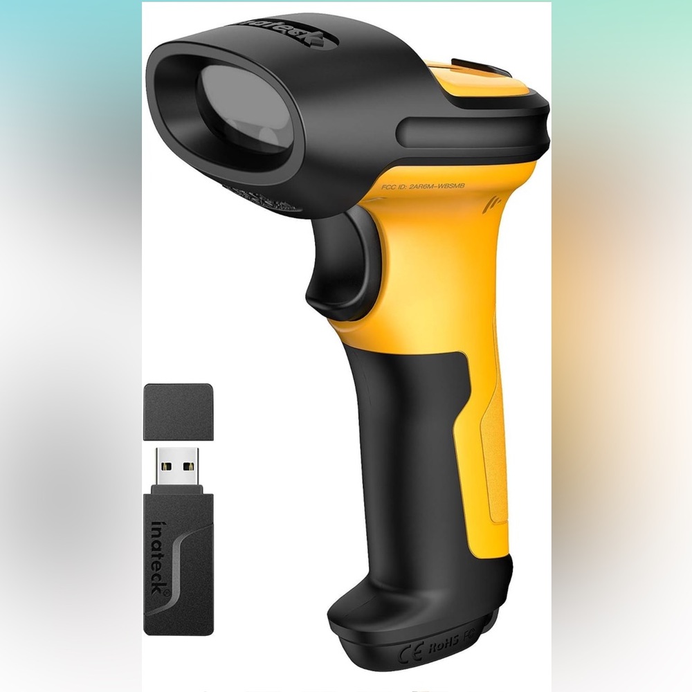 Inateck Barcode Scanner, Wireless Scanner,‎ 2.4 GHz Adapter, 2600mAh Battery